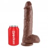 King Cock 10in Dildo With Balls - Chocolate
