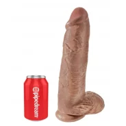 King Cock 12in Dildo With Balls - Caramel